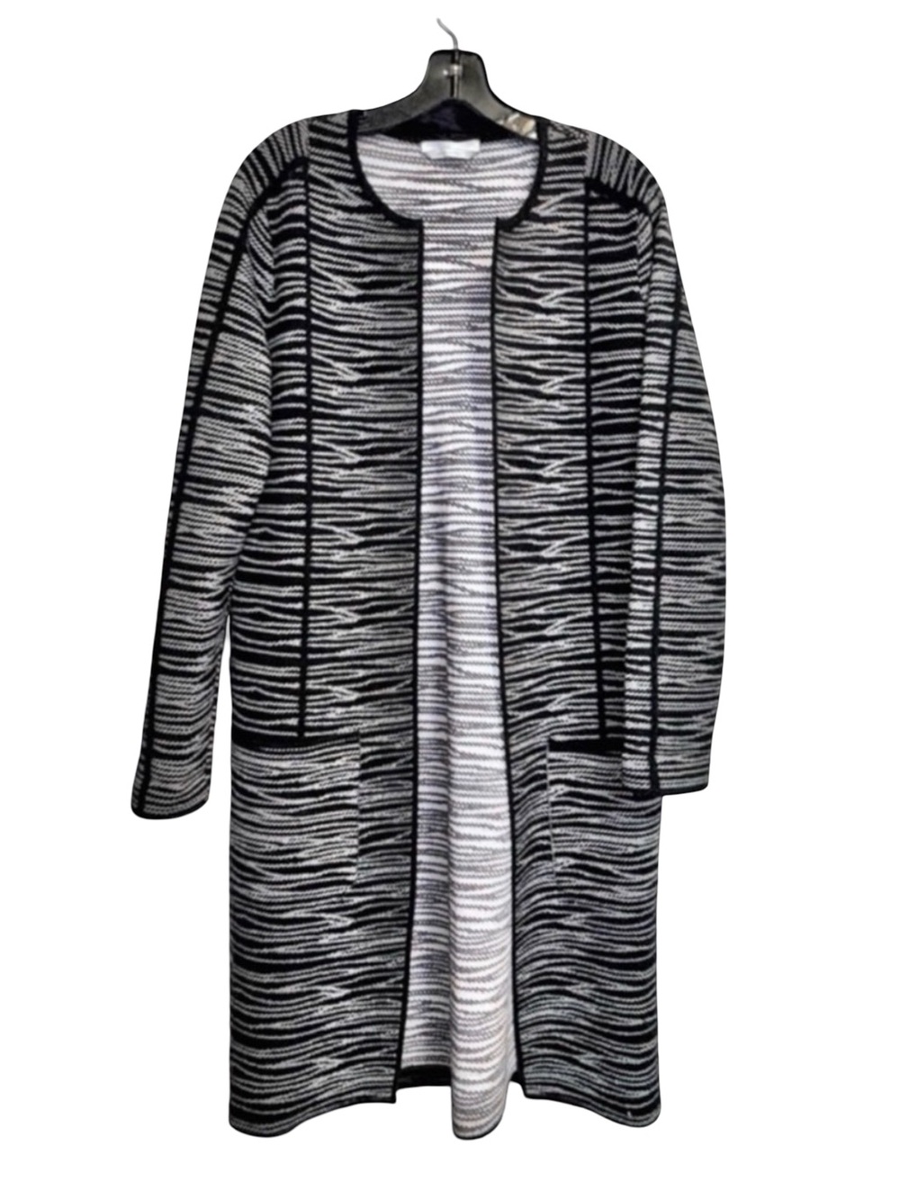 BOSS Hugo Boss “Faslina” Black & Ivory Knit Duster | Made in Italy | Size S